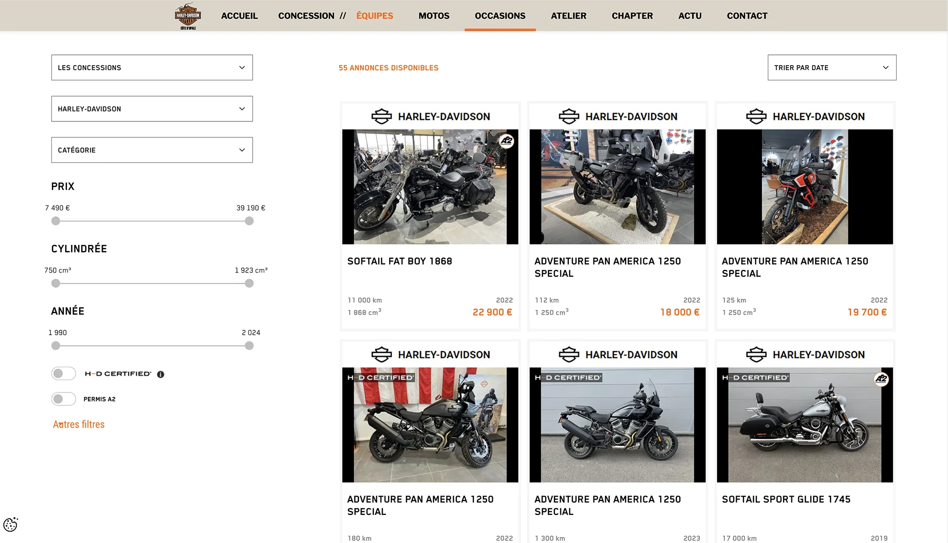 Site Harley-Davidson — annonces d'occasion